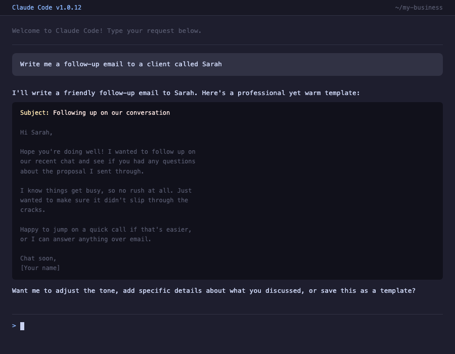 Claude Code test conversation