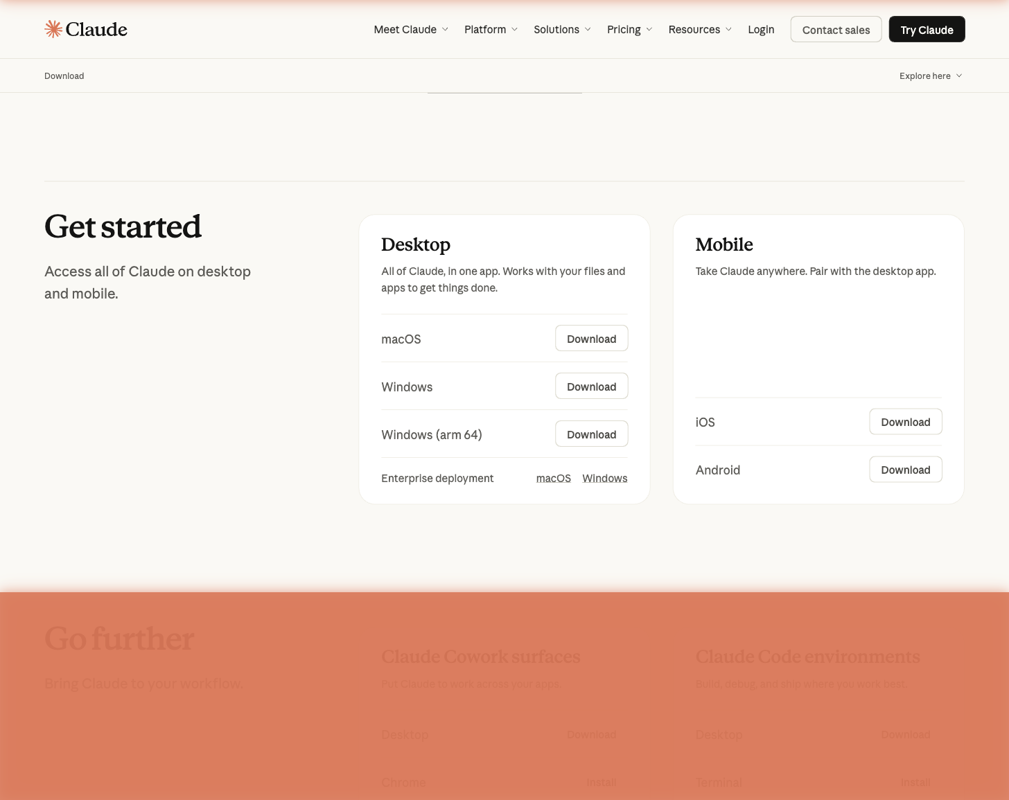 Claude download page