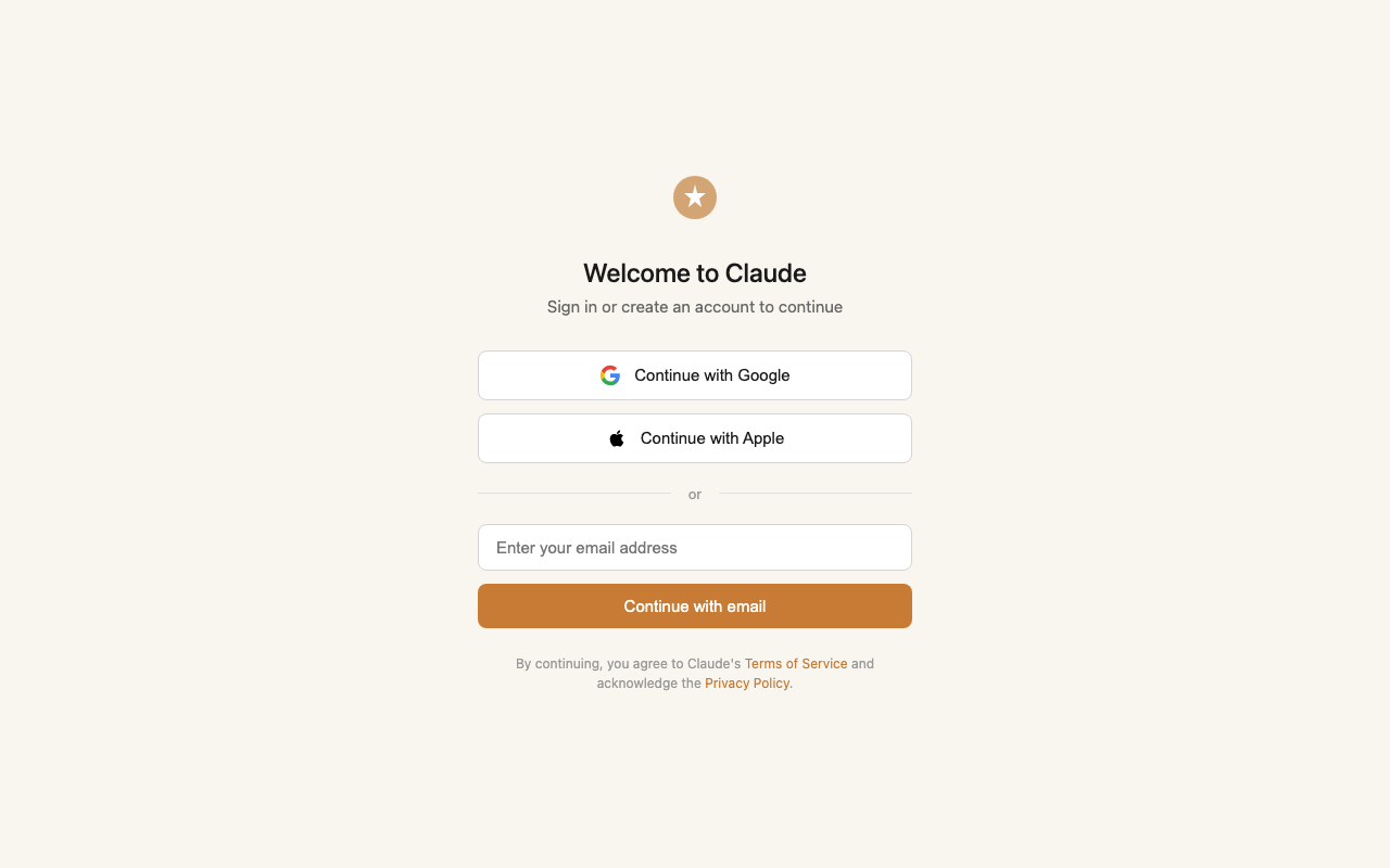 Claude sign-in screen