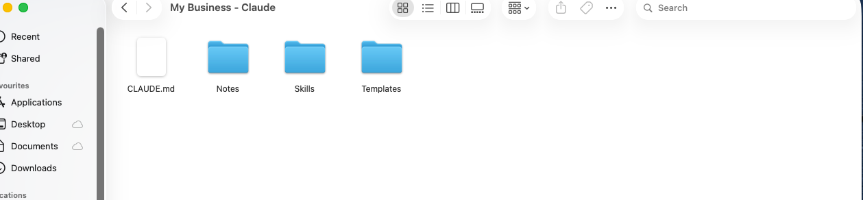 Finder showing a business folder